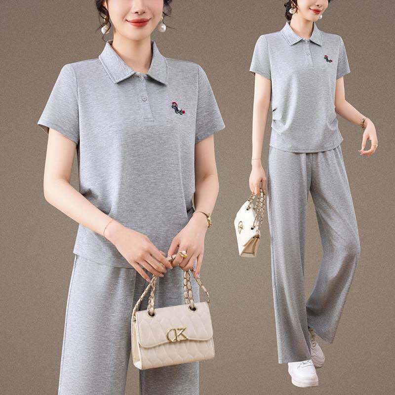 专柜品牌高档22女士运动套装女夏2026新款爆款洋气减龄短袖上衣两