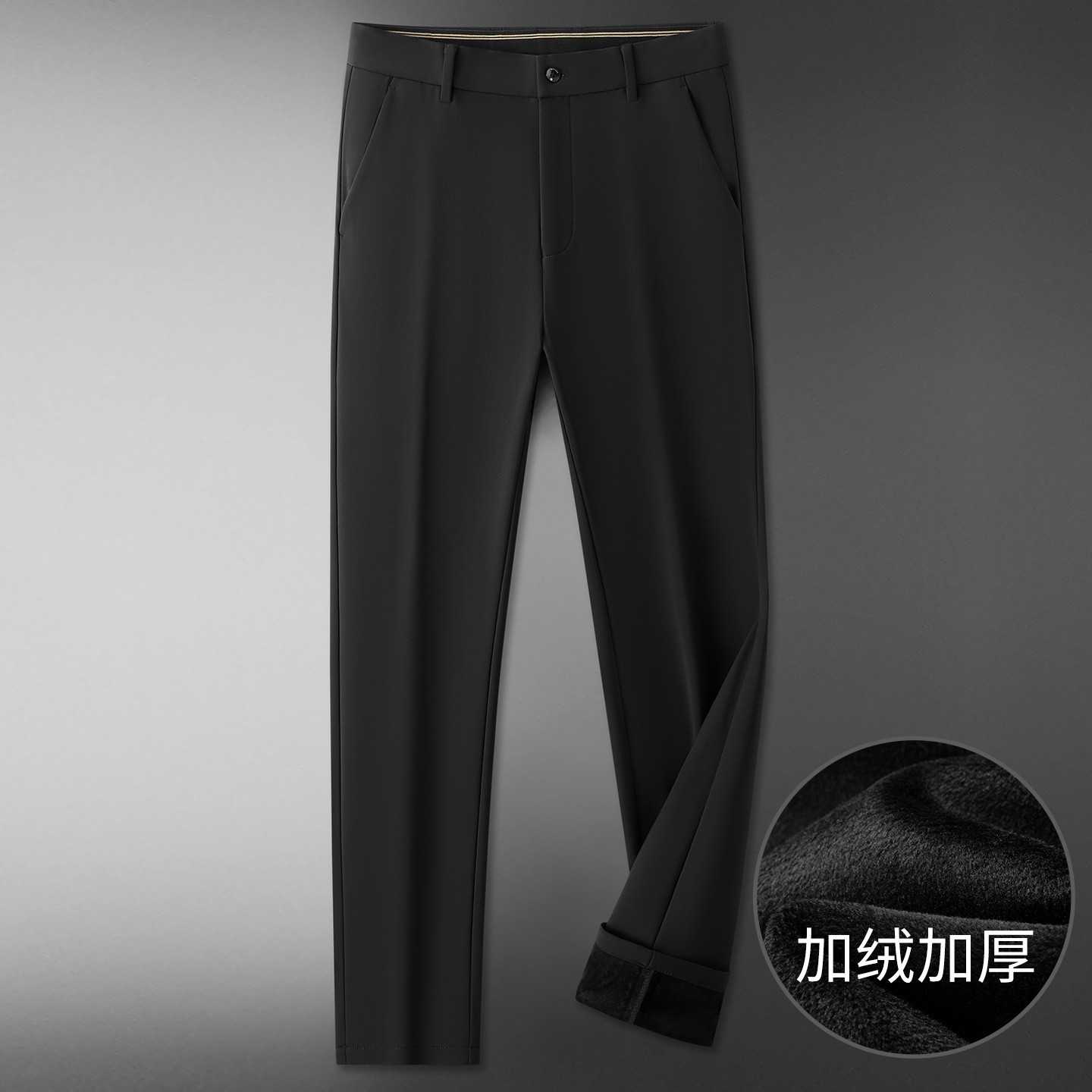 专柜2026冬季新款男士保暖宽松休闲加绒裤加肥加大码宽松加绒西裤