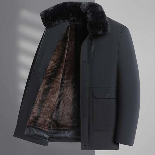 专柜品质可拆卸内胆翻毛领爸爸棉衣男加肥加大中老年爷爷棉服冬季