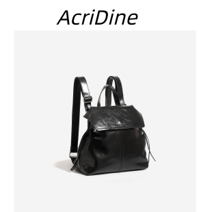 AcriDine小众复古双肩包大容量背包秋冬新款真皮肩包时尚百搭背包