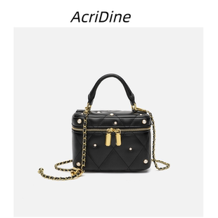 AcriDine新款手机包菱格链条包手提盒子包女高级感链条手提斜挎包