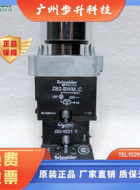 正品 施耐德 绿色带灯自锁按钮开关ZB2-BWM...C +ZB2-BZ21C 220V