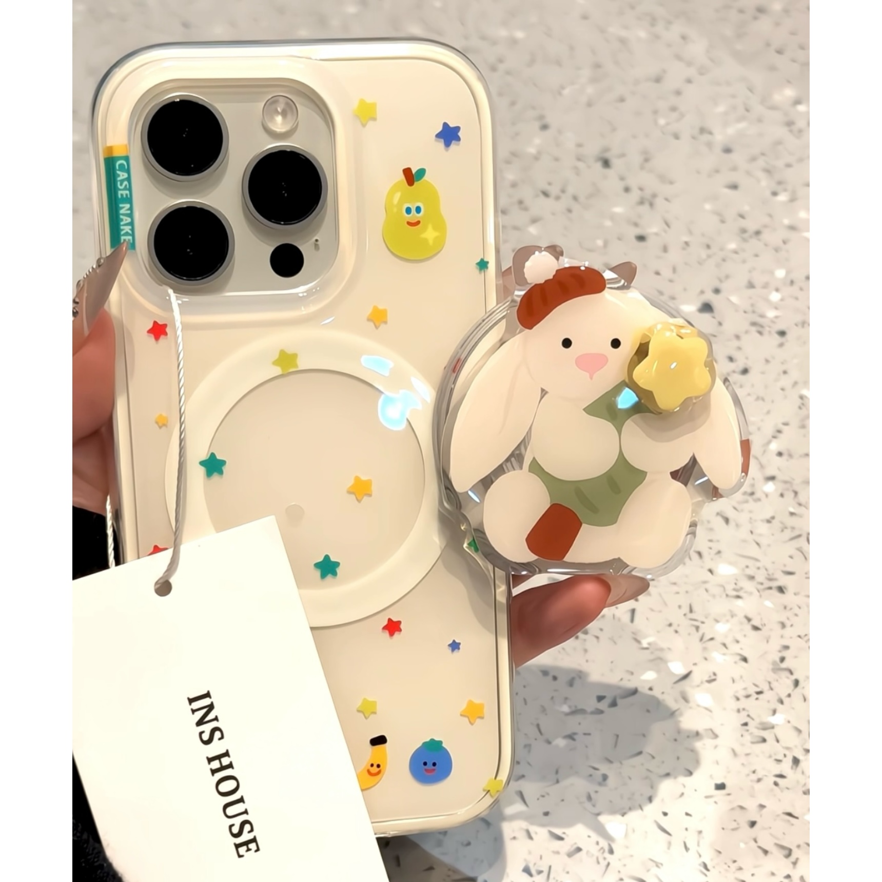 创意满屏星星雪梨米兔适用iphone16promax手机壳苹果15磁吸14/13p