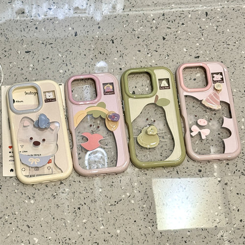 可爱雪梨小猪茄子支架适用iphone16promax苹果15pr手机壳14新款13