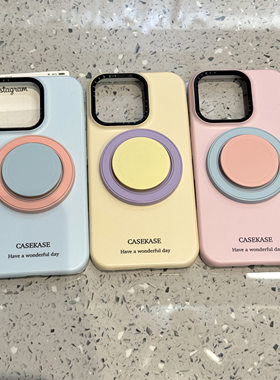 韩系简约撞色磁吸支架适用ihone17promax苹果16pro手机壳14新款13