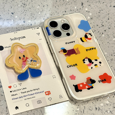 黄色星星腊肠狗摇摇乐适用iphone17promax苹果15pr手机壳14新款13