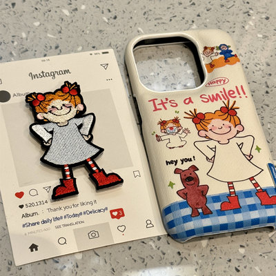 日韩刺绣coco酱女孩适用ihone16promax苹果15pro手机壳14鼓包13硬