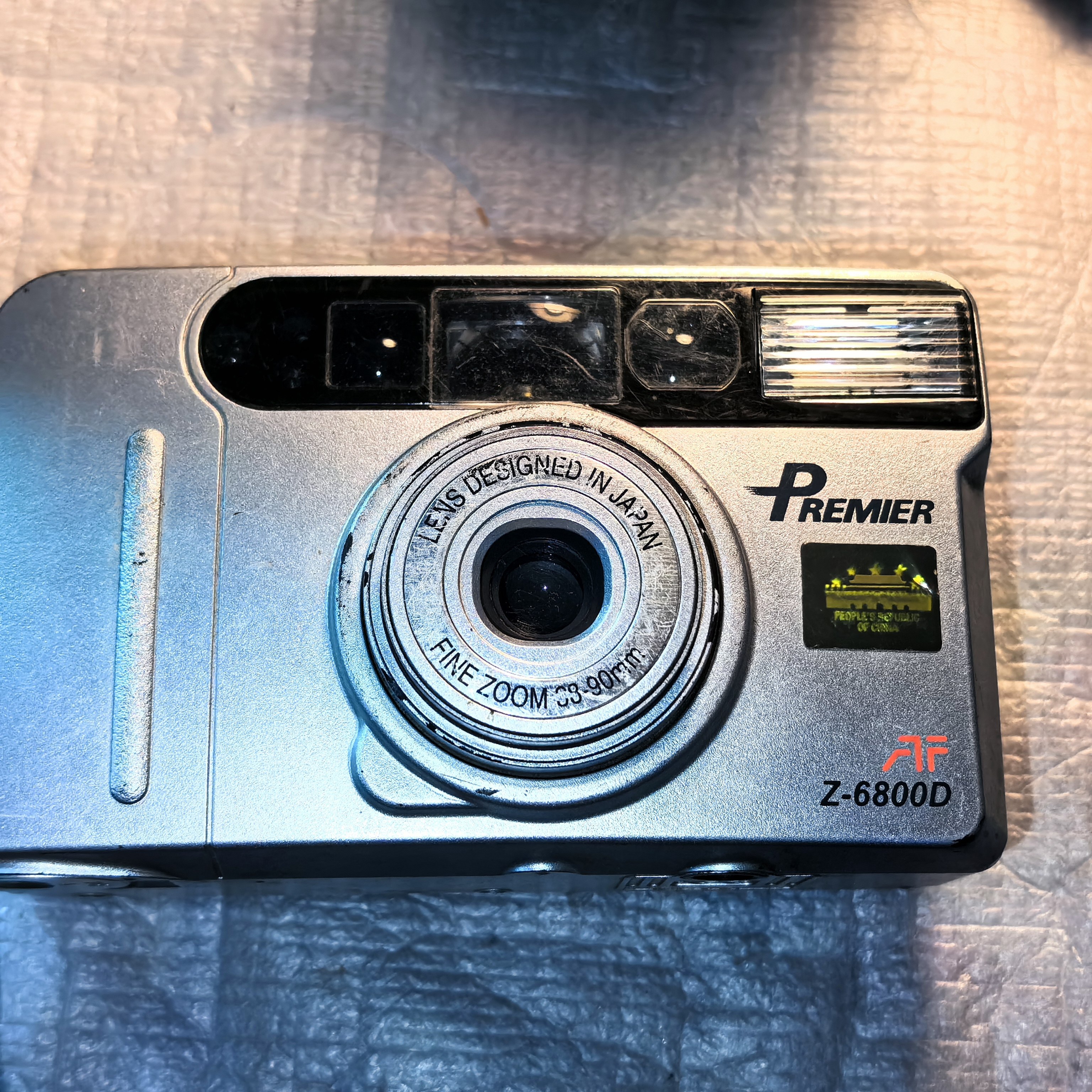 拍得丽Premier Z-6800D故障胶卷相机，银色机身，38-90mm变焦镜头