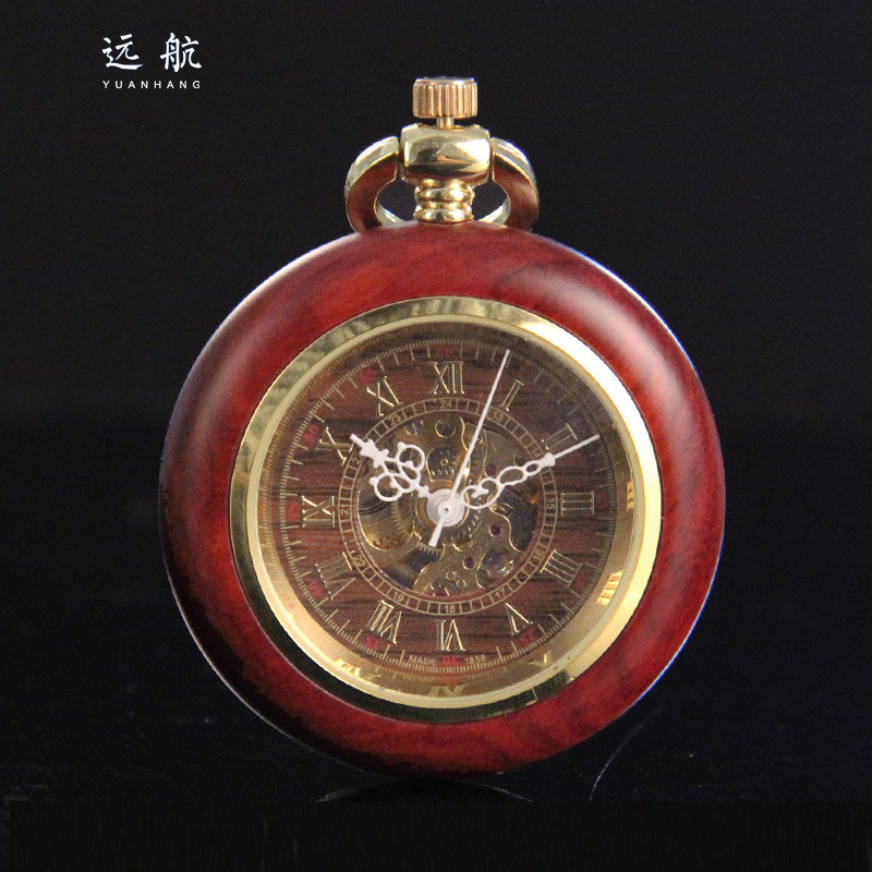 机械怀表实木全自动镂空情侣