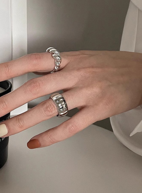 牛角包麻花戒指女ins2025年新款