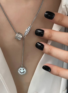 笑脸转运项链女2026年新款小众设计高级感简约个性百搭流苏锁骨链
