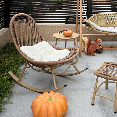 摇摇椅家用阳台休闲户外藤椅懒人沙发客厅中古风单人摇椅午休躺椅