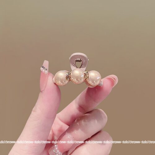 清秋浅叙~ins粉色珍珠小号抓夹韩版时尚少女风幻彩水钻刘创意手环
