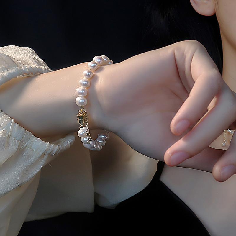 复古几何不规则淡水珍珠手链简约时尚设计手环欧美宫廷风气质手饰