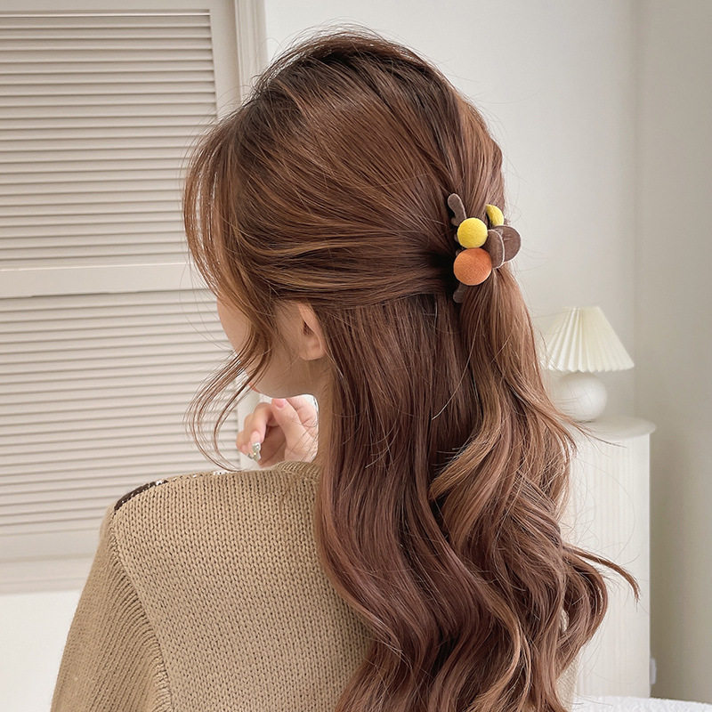 小号抓夹发夹女后脑勺半扎头春夏咖色可爱日系韩国气质优雅鲨鱼夹