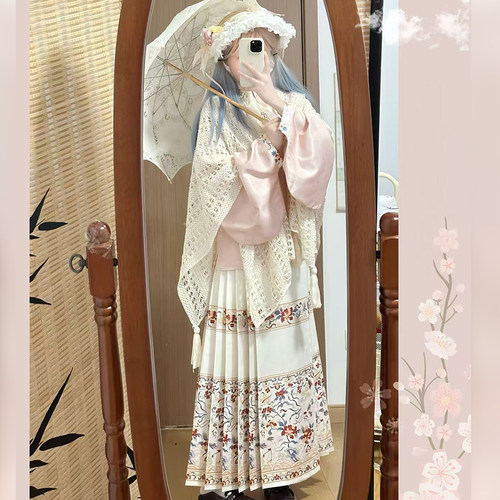 宫羽衣汉服女汉洋折衷印花提花