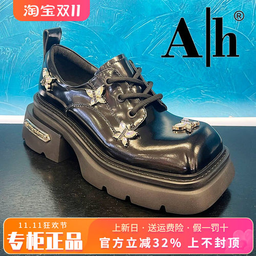 单鞋中跟粗跟方头小皮鞋女鞋AH