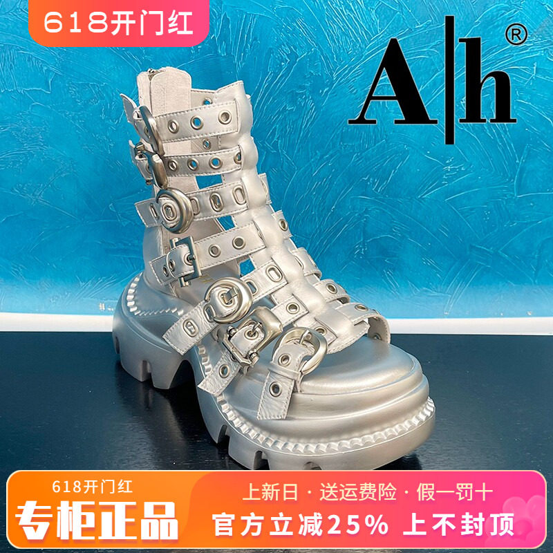 正品卡美星Ah女鞋2025夏季新款个性真皮镂空凉靴AMG52K52108