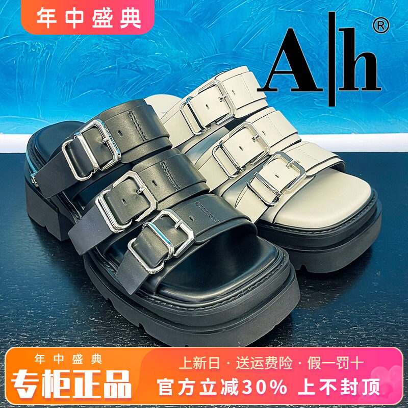 正品卡美星Ah女鞋热销夏季新款牛皮粗跟舒适凉鞋拖鞋AMZ42L01503