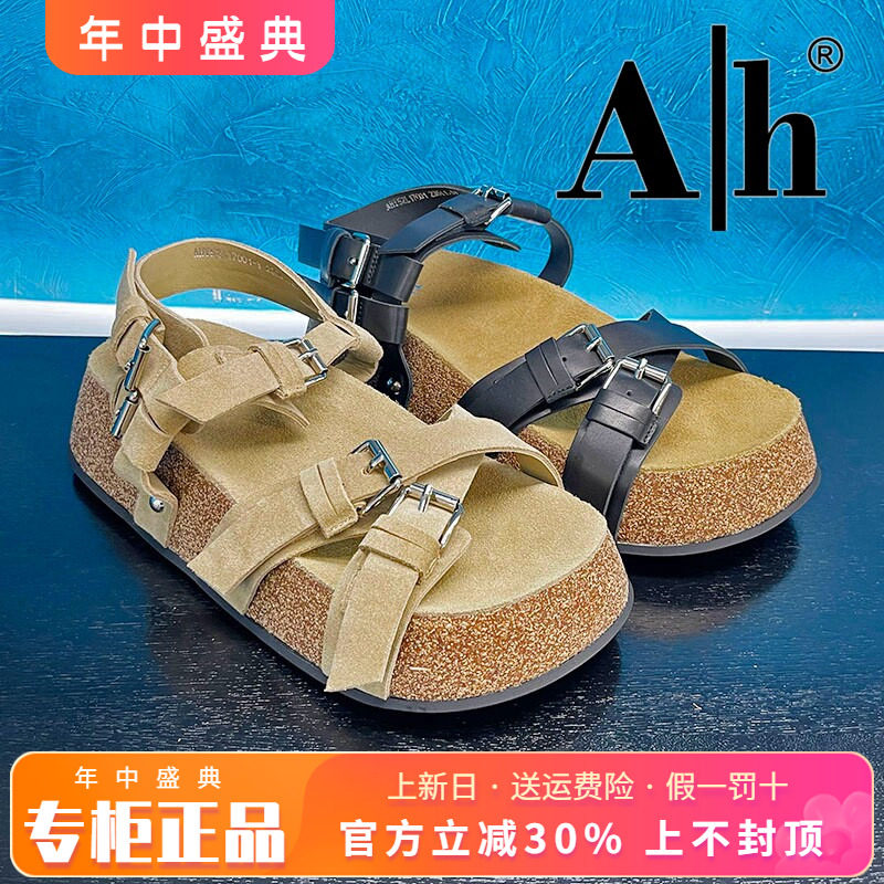 正品卡美星Ah女鞋2025夏季新款休闲厚底个性牛皮凉拖AHY52L17001