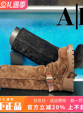 正品Ah女鞋2025冬季新款时尚绒面圆头粗跟时装靴长靴AXH53D06016