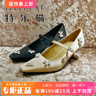 专柜正品 2026春新款 个细跟方头中跟单鞋 TAJ61C60105 特乐猫女鞋