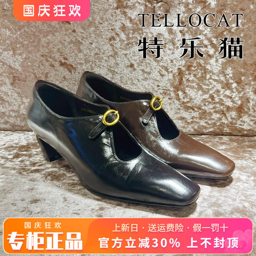 正品TELLOCAT特乐猫女鞋2026秋季方头粗跟高跟单鞋TYS63G63303
