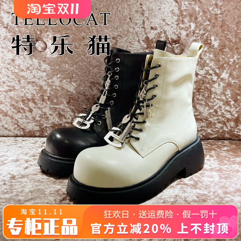 正品TELLOCAT特乐猫2025冬新款牛皮圆头厚底短靴TYF53D25609