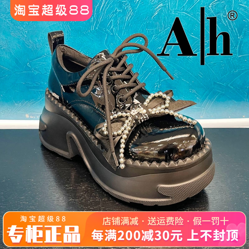 正品卡美星Ah女鞋2025春新款高跟厚底系带英伦风单鞋ALS51S37003