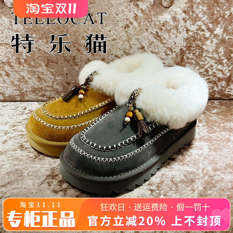 正品TELLOCAT特乐猫2025冬新款牛皮圆头厚底雪地靴TPX53M58538