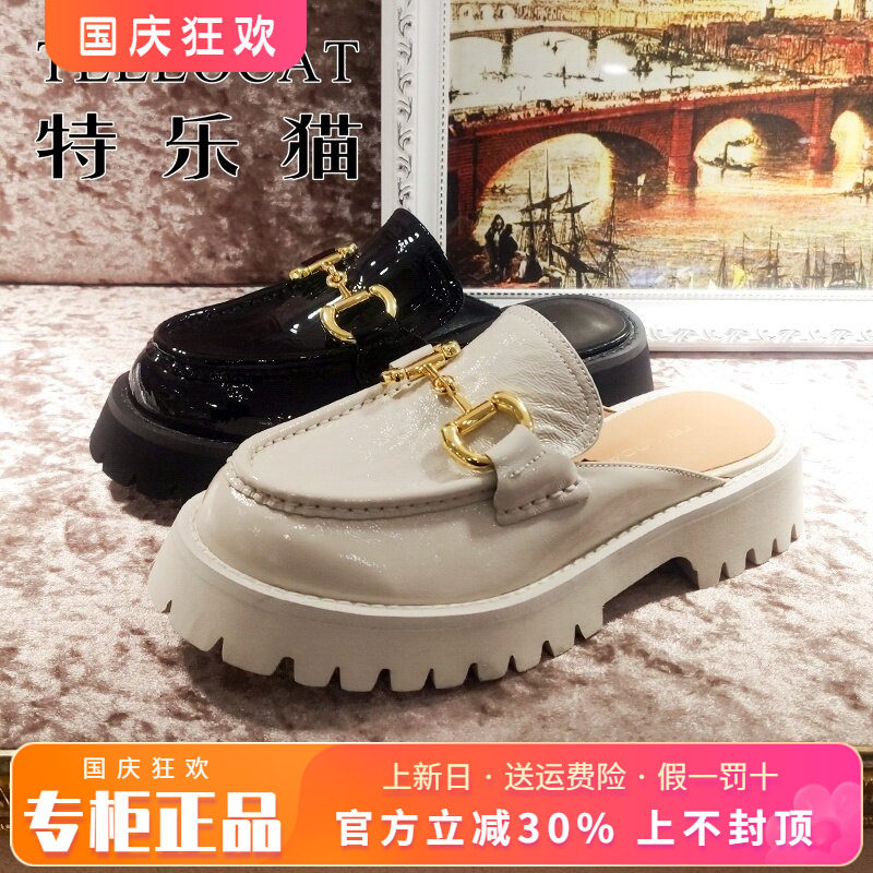 漆皮时尚外穿粗跟凉拖鞋