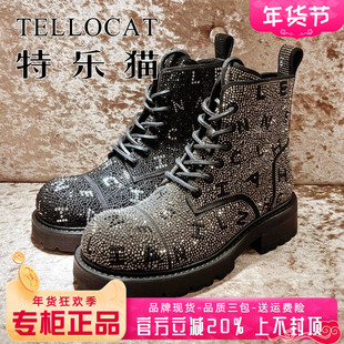 正品特乐猫女鞋热销冬新款中跟粗跟布面马丁靴短靴TAJ44DA0120