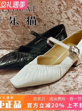 专柜正品特乐猫女鞋2025春新款个性粗跟方头中跟单鞋TZS51C68020