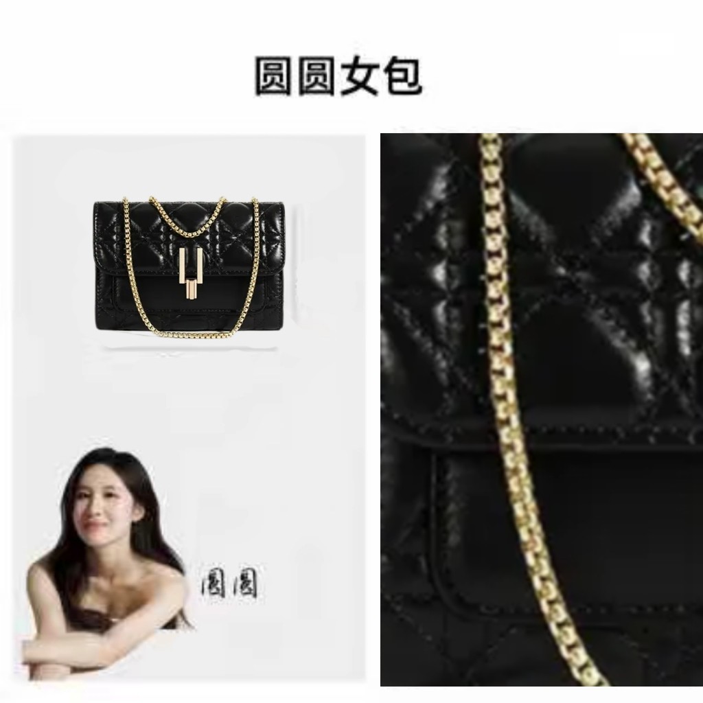 2026新款黑色菱格链条单肩包女百搭气质大容量斜挎包图片