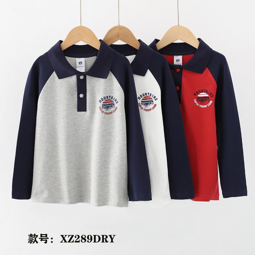 男童长袖T恤26新款儿童纯棉polo衫中大童休闲宝宝翻领上衣潮