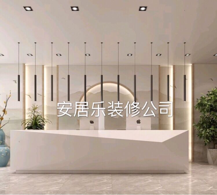 广州室内办公室商铺门面写字楼装修全包隔墙形象墙前台设计改造装