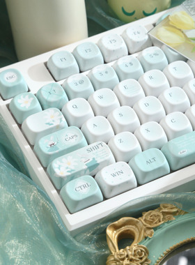 130键薄荷兔清爽绿色键帽可爱清新pbt耐磨十字键盘键帽ace68 G87