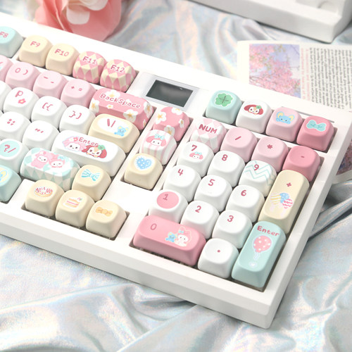 小美和她的朋友们130键可爱键帽可爱清新pbt十字键盘win60 ace68