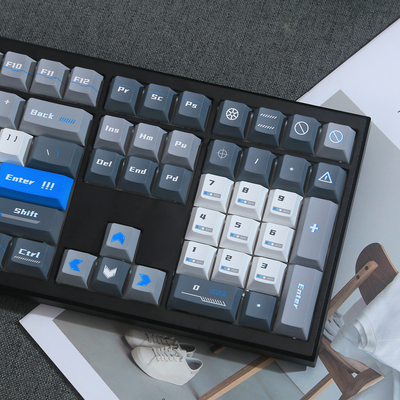 原厂高度密令主题键帽pbt热升华简约风灰白色男生十字机械键盘用