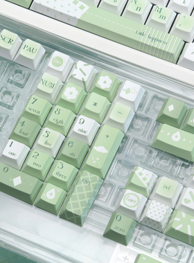 【原厂高度】小确幸主题键帽cherry适配pbt热升华抹茶奶绿色键帽