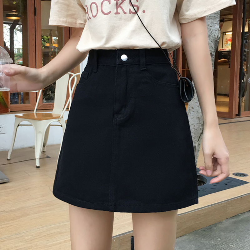 高腰牛仔半身短裙2022胖mmins潮