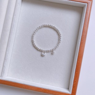 「小胖福」s999足银小银珠光面圆珠原创纯银手链小众简约重工手串