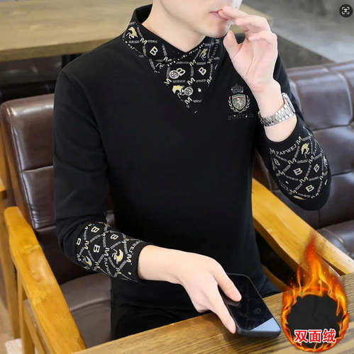 铂瑾男装2026秋冬季德绒长袖卫衣男士保暖打底衫加厚双面绒提花男