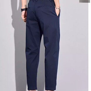 雪溪金牌男装2026春夏男士冰感休闲裤弹力小脚九分裤直筒西裤男裤