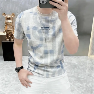 T恤男士 印花短袖 圆领薄款 休闲半袖 体恤男装 时尚 卡尔精品高档夏季