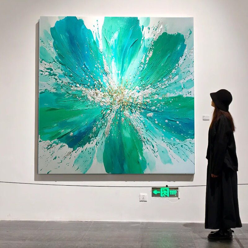 大芬村手绘油画客餐厅挂画现代轻奢高级感花卉酒店卧室床头肌理画