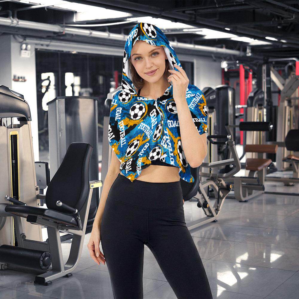 户外运动防晒凉感毛巾健身房沙滩露营U型冷感连帽衫头巾速干毛巾