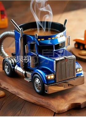 跨境新品Handcrafted Truck Coffee mug手工卡车咖啡杯不锈钢树脂