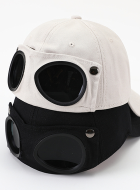 飞行员帽子男韩版潮眼镜鸭舌帽墨镜女秋天ns潮牌嘻哈秋季棒球帽