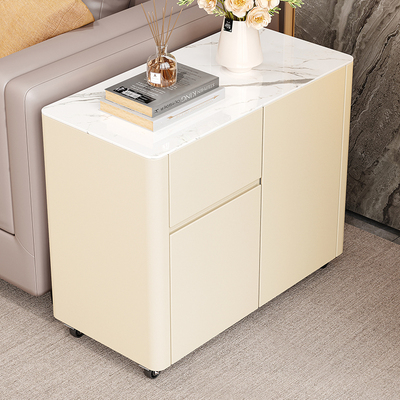 实木烤漆岩板餐边柜简约现代客厅沙发侧边柜可移动角几收纳置物柜